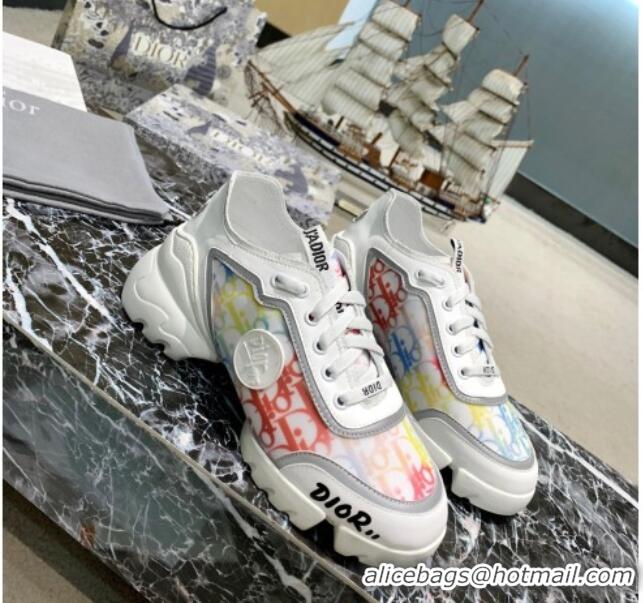 Stylish Dior D-Connect Sneakers in Oblique and Luminous Fabric MultiColor 012556