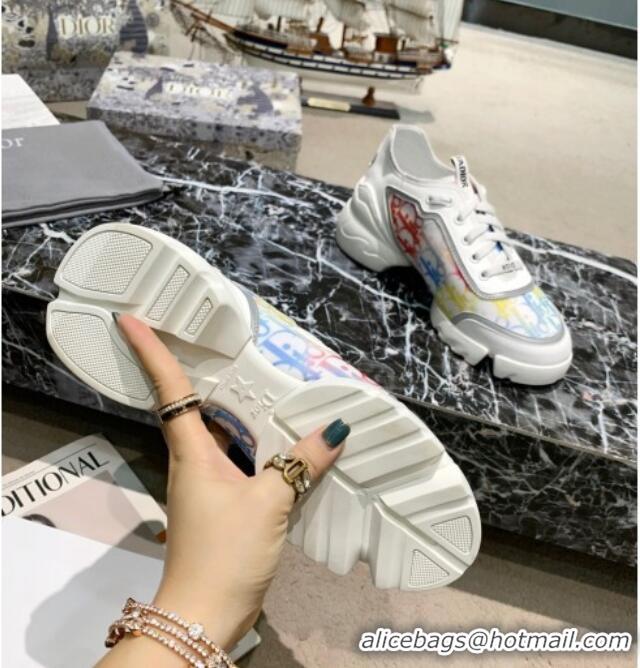 Stylish Dior D-Connect Sneakers in Oblique and Luminous Fabric MultiColor 012556