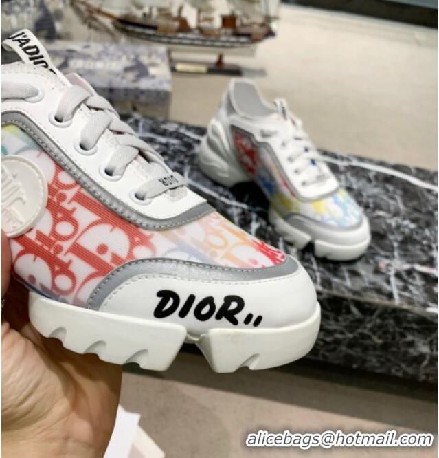 Stylish Dior D-Connect Sneakers in Oblique and Luminous Fabric MultiColor 012556