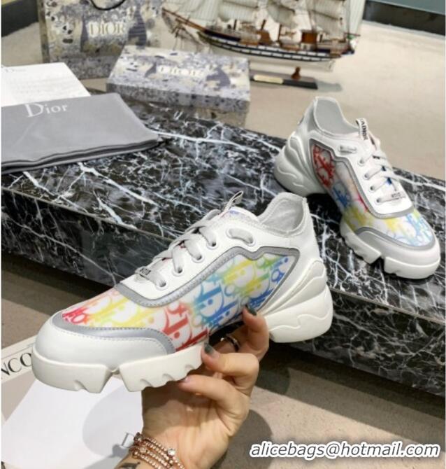 Stylish Dior D-Connect Sneakers in Oblique and Luminous Fabric MultiColor 012556