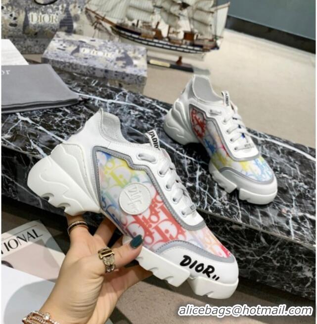 Stylish Dior D-Connect Sneakers in Oblique and Luminous Fabric MultiColor 012556