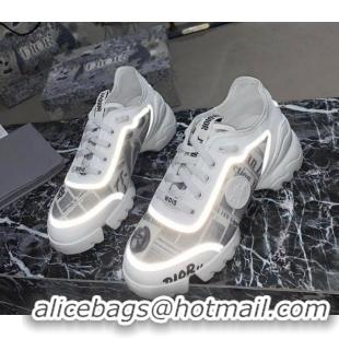 Top Quality Dior D-Connect Sneakers in Print and Luminous Fabric Grey 012557