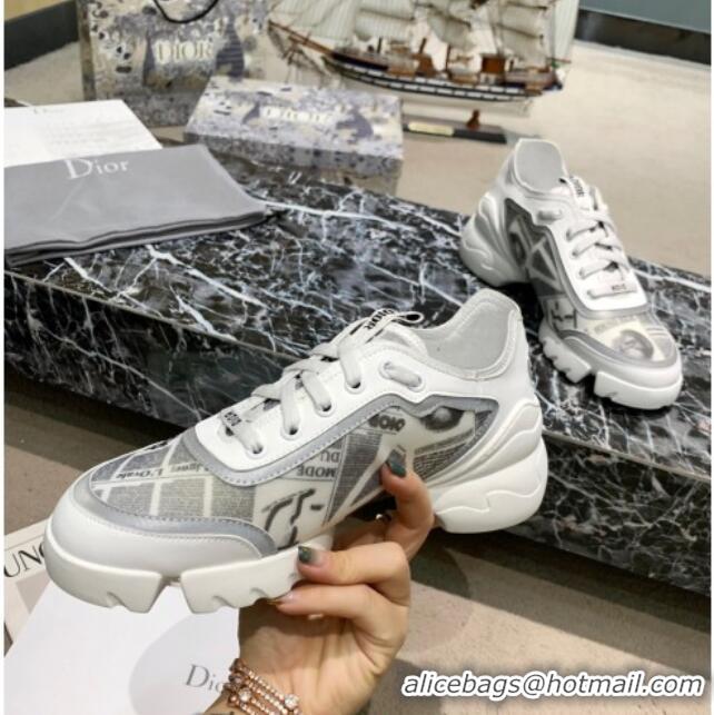 Top Quality Dior D-Connect Sneakers in Print and Luminous Fabric Grey 012557