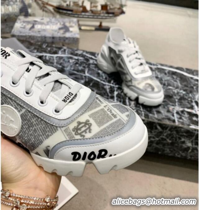 Top Quality Dior D-Connect Sneakers in Print and Luminous Fabric Grey 012557