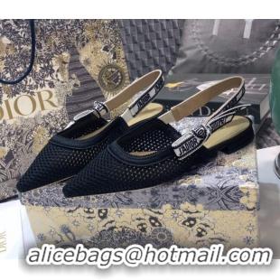 Sophisticated Dior J'Adior Slingback Flat Ballerinas in Micro Mesh Black 012592