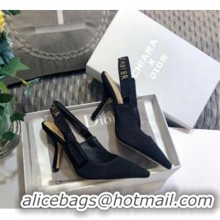 Super Quality Dior J'Adior Slingback Pump With Metal Charm and 9.5cm Heel Black 126981