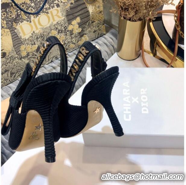 Super Quality Dior J'Adior Slingback Pump With Metal Charm and 9.5cm Heel Black 126981