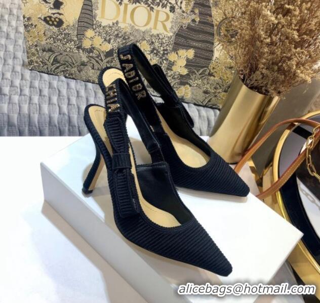 Super Quality Dior J'Adior Slingback Pump With Metal Charm and 9.5cm Heel Black 126981