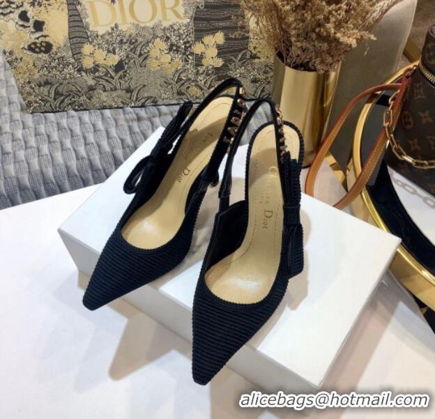 Super Quality Dior J'Adior Slingback Pump With Metal Charm and 9.5cm Heel Black 126981