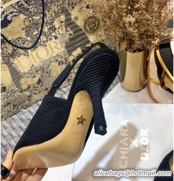 Super Quality Dior J'Adior Slingback Pump With Metal Charm and 9.5cm Heel Black 126981