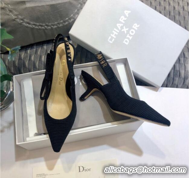 New Design Dior J'Adior Slingback Pump With Metal Charm and 6.5cm Heel Black 126982