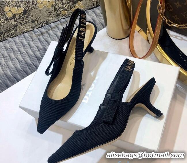 New Design Dior J'Adior Slingback Pump With Metal Charm and 6.5cm Heel Black 126982