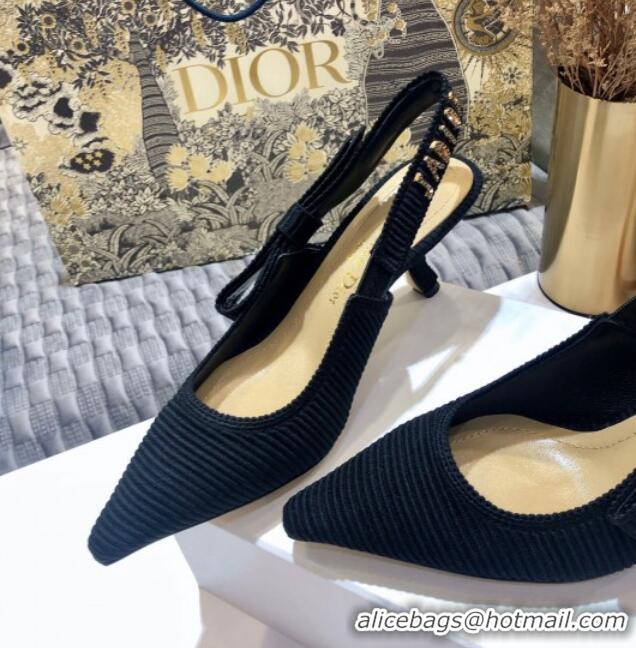 New Design Dior J'Adior Slingback Pump With Metal Charm and 6.5cm Heel Black 126982