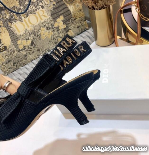 New Design Dior J'Adior Slingback Pump With Metal Charm and 6.5cm Heel Black 126982