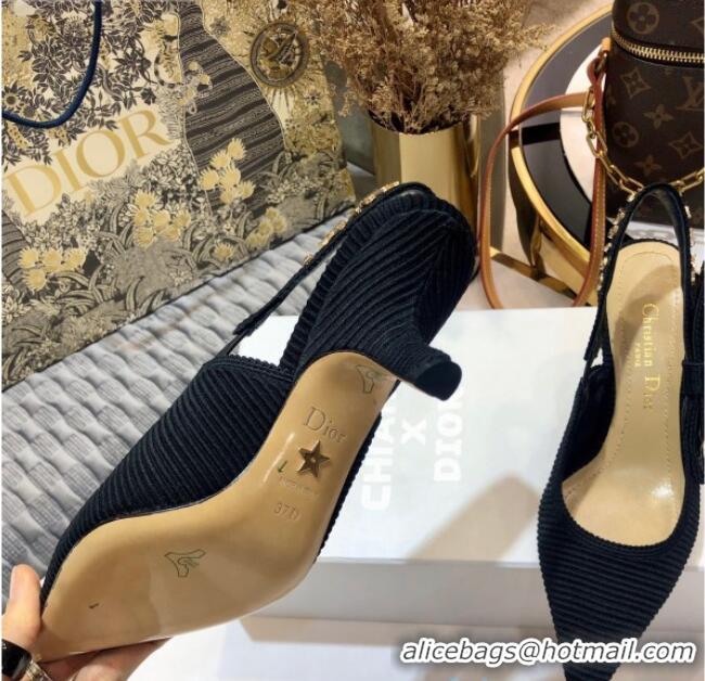 New Design Dior J'Adior Slingback Pump With Metal Charm and 6.5cm Heel Black 126982