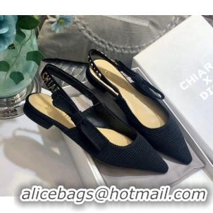 Best Price Dior J'Adior Slingback Ballerina Flat With Metal Charm Black 126982