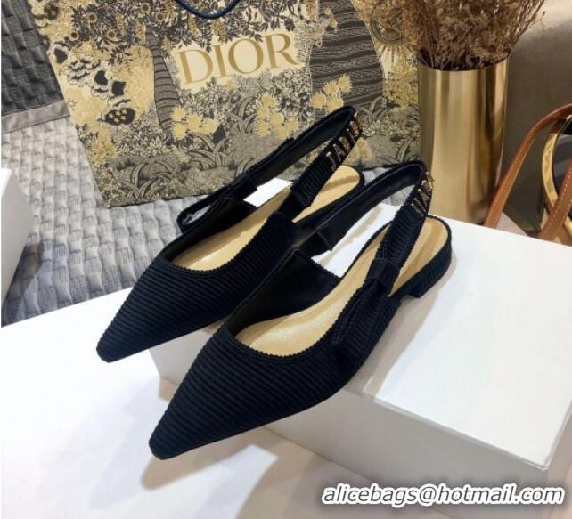 Best Price Dior J'Adior Slingback Ballerina Flat With Metal Charm Black 126982