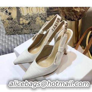 Top Quality Dior J'Adior Slingback Pump With Metal Charm and 9.5cm Heel White 126984