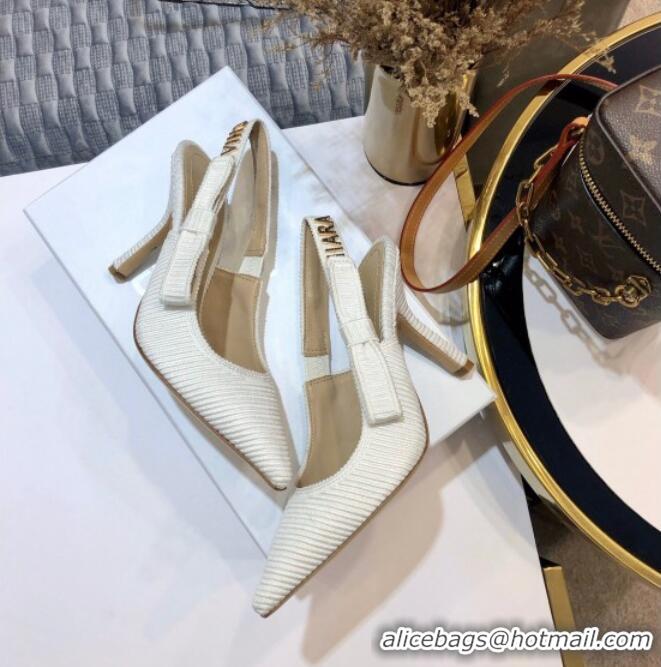 Top Quality Dior J'Adior Slingback Pump With Metal Charm and 9.5cm Heel White 126984