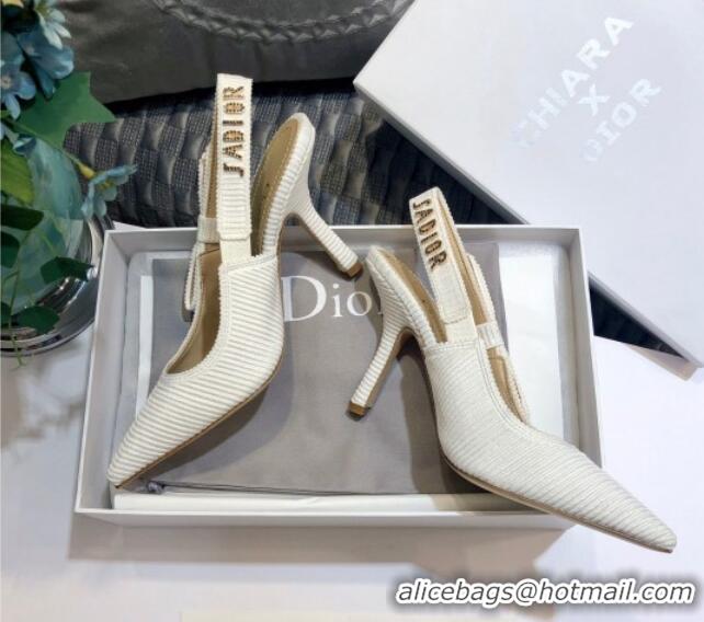 Top Quality Dior J'Adior Slingback Pump With Metal Charm and 9.5cm Heel White 126984