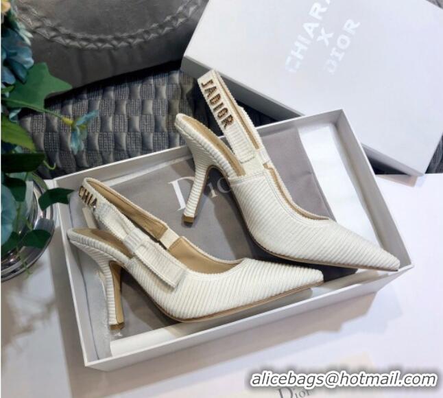 Top Quality Dior J'Adior Slingback Pump With Metal Charm and 9.5cm Heel White 126984