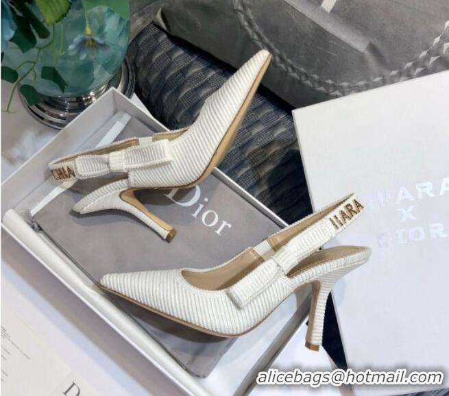 Top Quality Dior J'Adior Slingback Pump With Metal Charm and 9.5cm Heel White 126984