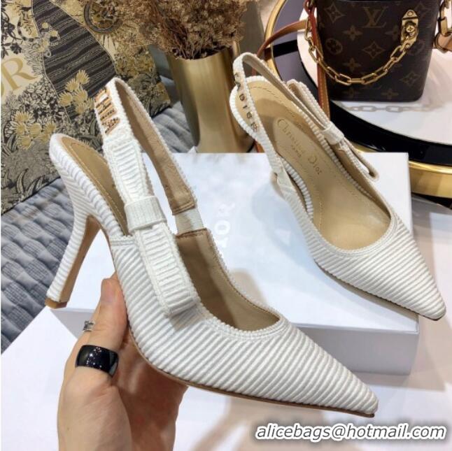 Top Quality Dior J'Adior Slingback Pump With Metal Charm and 9.5cm Heel White 126984