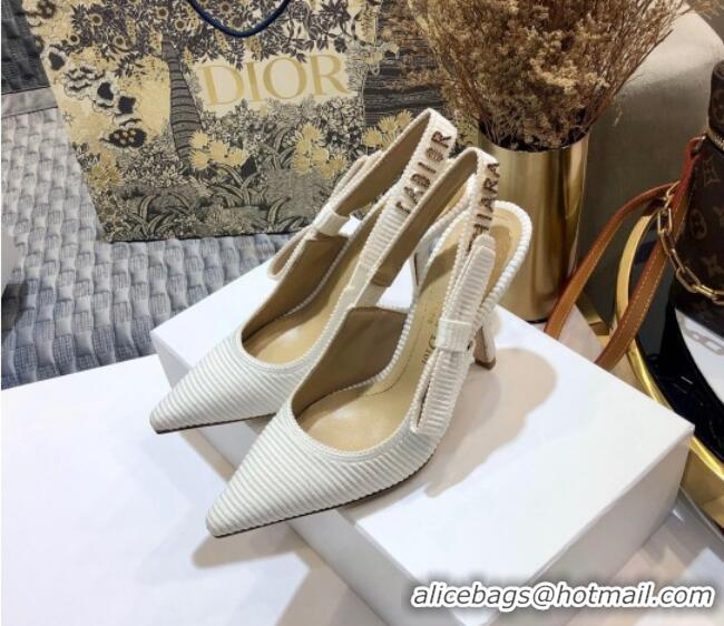 Top Quality Dior J'Adior Slingback Pump With Metal Charm and 9.5cm Heel White 126984