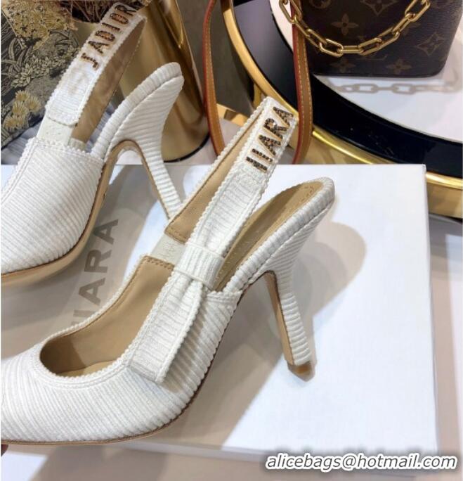 Top Quality Dior J'Adior Slingback Pump With Metal Charm and 9.5cm Heel White 126984