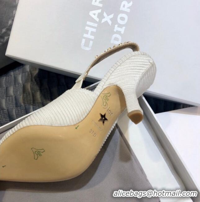 Top Quality Dior J'Adior Slingback Pump With Metal Charm and 9.5cm Heel White 126984