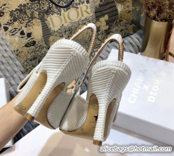 Top Quality Dior J'Adior Slingback Pump With Metal Charm and 9.5cm Heel White 126984