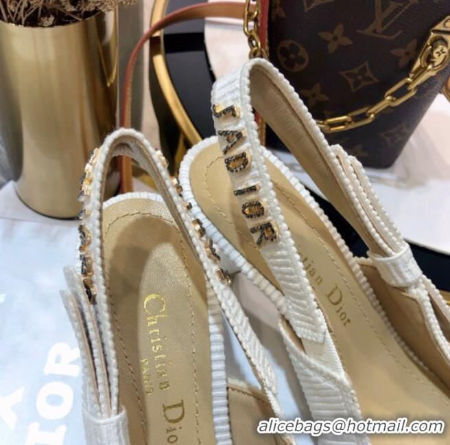 Most Popular Dior J'Adior Slingback Pump With Metal Charm and 6.5cm Heel White 126985