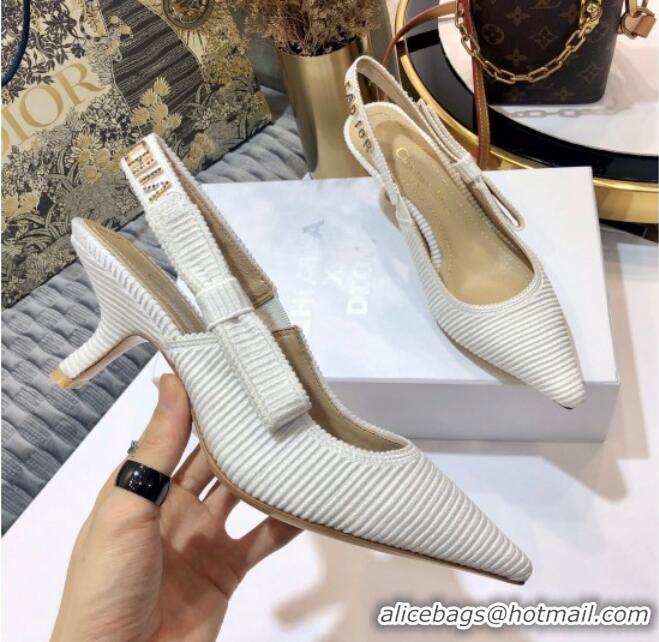 Most Popular Dior J'Adior Slingback Pump With Metal Charm and 6.5cm Heel White 126985