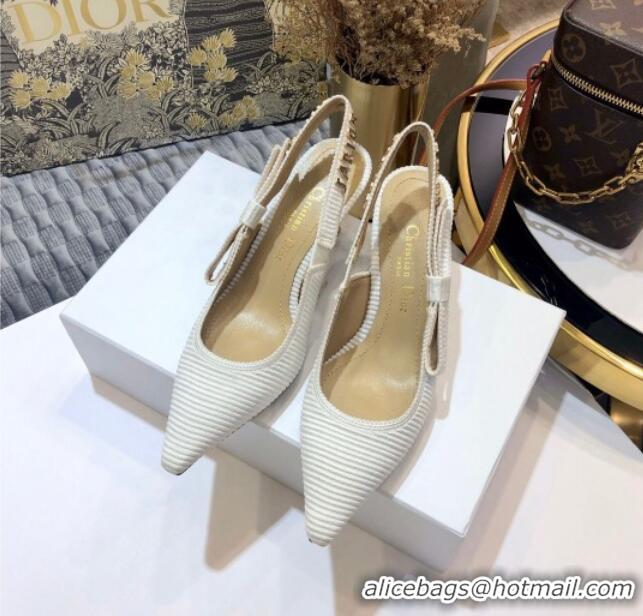 Most Popular Dior J'Adior Slingback Pump With Metal Charm and 6.5cm Heel White 126985