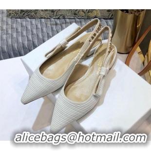 New Fashion Dior J'Adior Slingback Ballerina Flat With Metal Charm White 126986