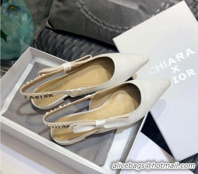 New Fashion Dior J'Adior Slingback Ballerina Flat With Metal Charm White 126986