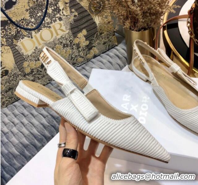 New Fashion Dior J'Adior Slingback Ballerina Flat With Metal Charm White 126986