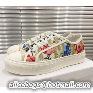 Best Design Dior Walk'n'Dior Sneakers in Multicolor Cotton with Dior Hibiscus Embroidery 012710