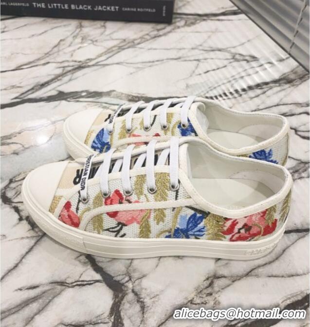 Best Design Dior Walk'n'Dior Sneakers in Multicolor Cotton with Dior Hibiscus Embroidery 012710