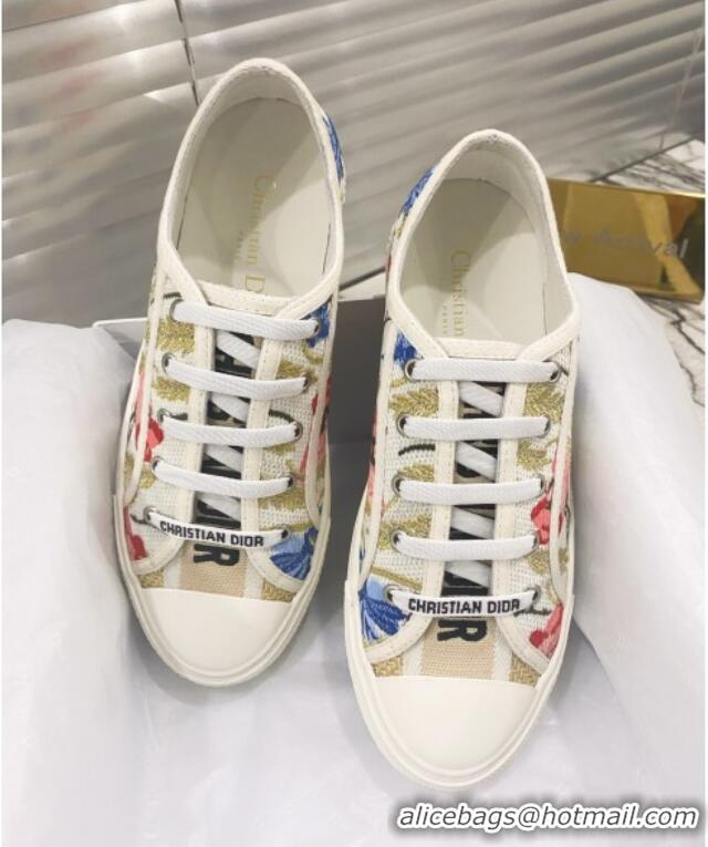 Best Design Dior Walk'n'Dior Sneakers in Multicolor Cotton with Dior Hibiscus Embroidery 012710