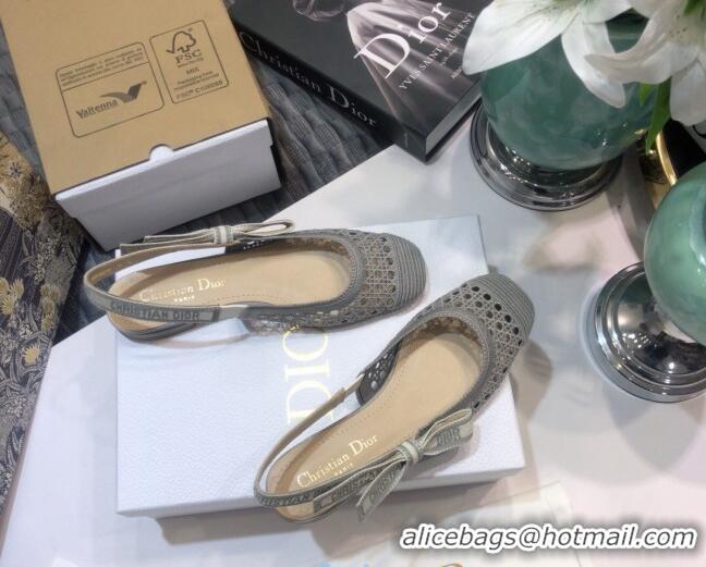 Good Product Dior x Moi Slingback Ballerinas Flats in Grey Cannage Embroidered Mesh 012728