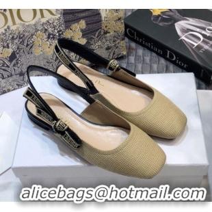 Best Luxury Dior x Moi Slingback Ballerinas Flats in Cotton Canvas Beige 012730