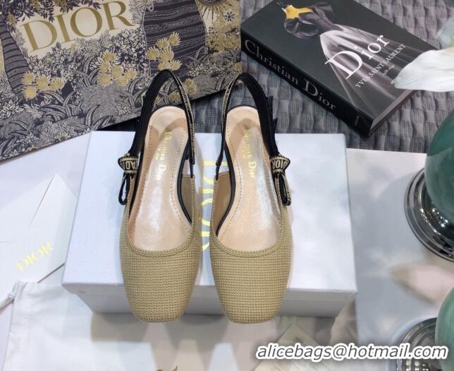 Best Luxury Dior x Moi Slingback Ballerinas Flats in Cotton Canvas Beige 012730