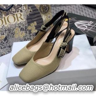 Good Quality Dior x Moi Slingback Pumps in Cotton Canvas Beige 012730