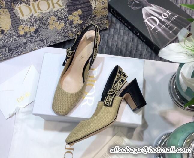 Good Quality Dior x Moi Slingback Pumps in Cotton Canvas Beige 012730