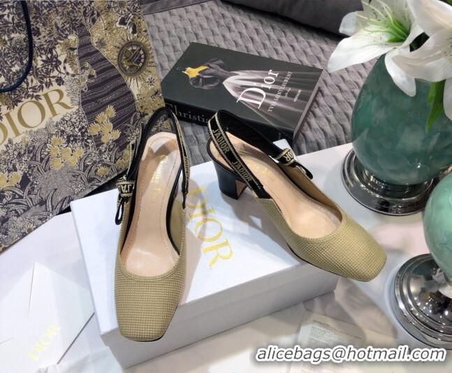 Good Quality Dior x Moi Slingback Pumps in Cotton Canvas Beige 012730