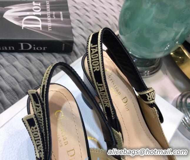 Good Quality Dior x Moi Slingback Pumps in Cotton Canvas Beige 012730