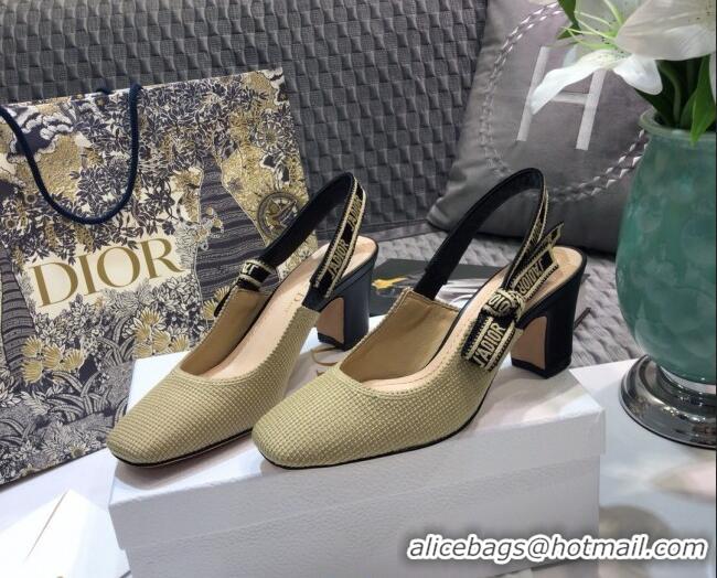 Good Quality Dior x Moi Slingback Pumps in Cotton Canvas Beige 012730