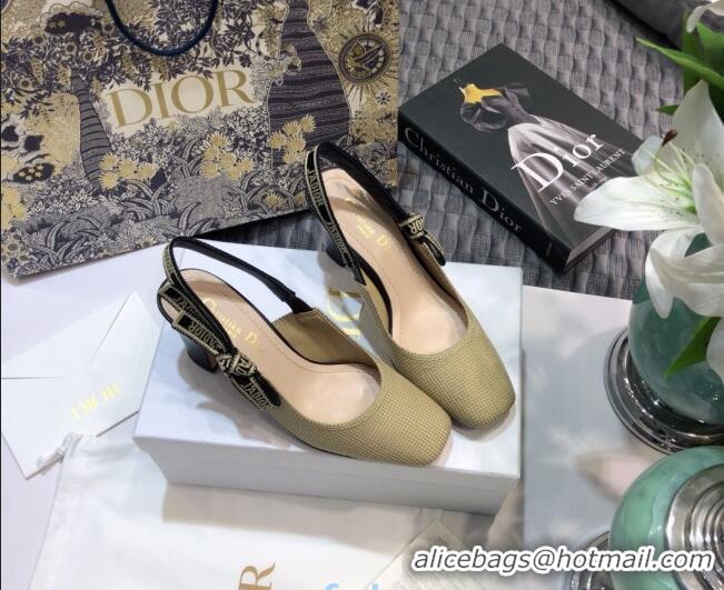 Good Quality Dior x Moi Slingback Pumps in Cotton Canvas Beige 012730