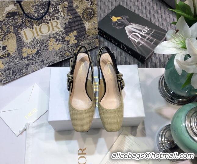 Good Quality Dior x Moi Slingback Pumps in Cotton Canvas Beige 012730